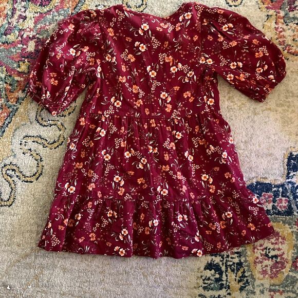 Old Navy Girls’ Burgundy Floral Dress – Size 8 - Picture 3 of 3